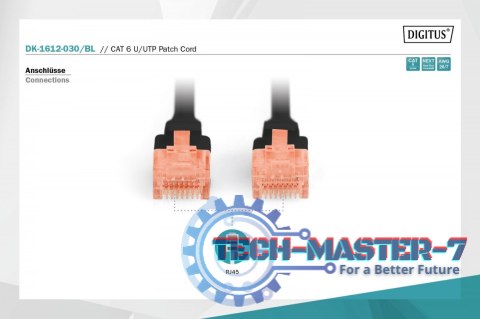 Patch cord U/UTP kat.6 PVC 3m czarny Patch cord U/UTP kat.6 PVC 3m czarny