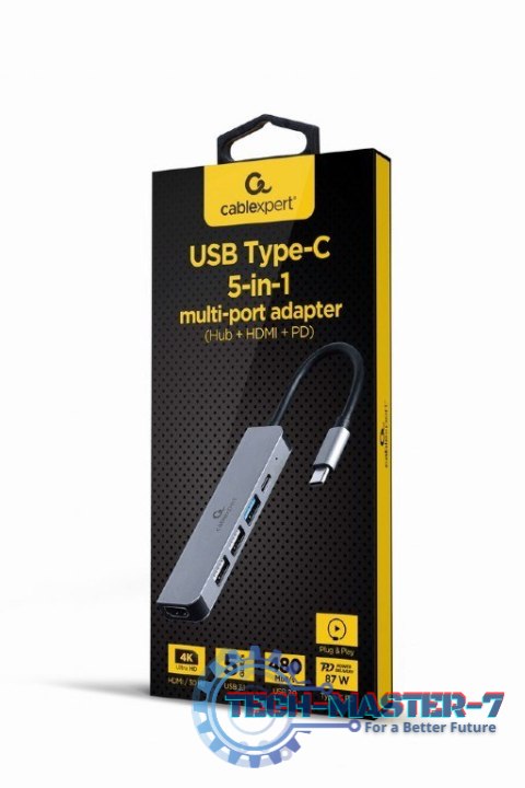 Adapter wieloportowy USB-C 5w1, PD, HDMI, USB 3.1, USB 2.0x2 Adapter wieloportowy USB-C 5w1, PD, HDMI, USB 3.1, USB 2.0x2