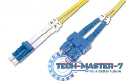 Patch cord światłowodowy FO LC/SC, duplex, SM 9/125, OS2, LSOH, 1m, żółty