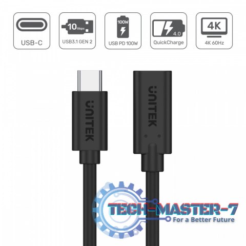 Przedłużacz USB-C 3.1 GEN 2; 4K; PD 100W; 0,5m; M/F; C14086BK Przedłużacz USB-C 3.1 GEN 2; 4K; PD 100W; 0,5m; M/F; C14086BK