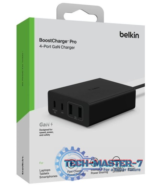 Ładowarka 108W 4-porty GaN 2xUSB- A 2xUSB-C czarna Ładowarka 108W 4-porty GaN 2xUSB- A 2xUSB-C czarna
