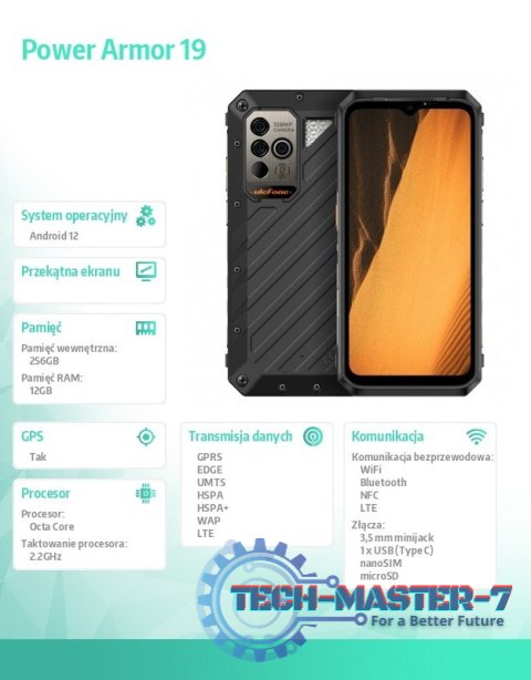 Smartfon Power Armor 19 5G 12/256GB IP69K czarny Smartfon Power Armor 19 5G 12/256GB IP69K czarny