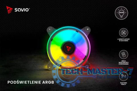 Wentylator FAN-01 4-pack 120mm ARGB wraz kontrolerem oraz pilotem Wentylator FAN-01 4-pack 120mm ARGB wraz kontrolerem oraz pilotem