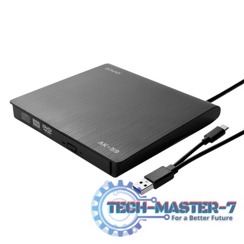 Zewnętrzna nagrywarka typu Slim CD/DVD R/RW, USB-C/USB-A, AK-59 Zewnętrzna nagrywarka typu Slim CD/DVD R/RW, USB-C/USB-A, AK-59