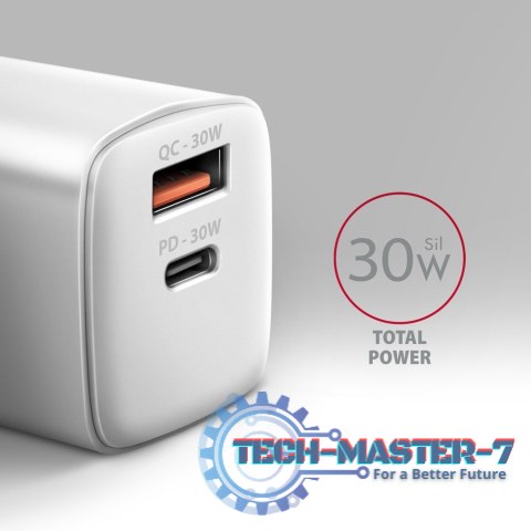 ACU-PQ30W Ładowarka sieciowa PD & QC 30W, QC3.0,4.0/AFC/FCP/PPS/Apple Biała ACU-PQ30W Ładowarka sieciowa PD & QC 30W, QC3.0,4.0/AFC/FCP/PPS/Apple Biała