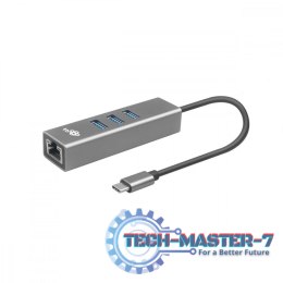 Adapter USB C - RJ45 + 3xUSB A - 1000 Mb/s