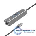 Adapter USB C - RJ45 + 3xUSB A - 1000 Mb/s