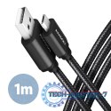 BUMM-AM10AB Kabel MicroUSB - USB-A, 1m, USB 2.0, 2.4A, ALU, oplot, Czarny