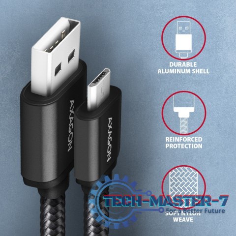 BUMM-AM20AB Kabel MicroUSB - USB A, 2m, USB 2.0, 2.4A, ALU, oplot Czarny BUMM-AM20AB Kabel MicroUSB - USB A, 2m, USB 2.0, 2.4A, ALU, oplot Czarny