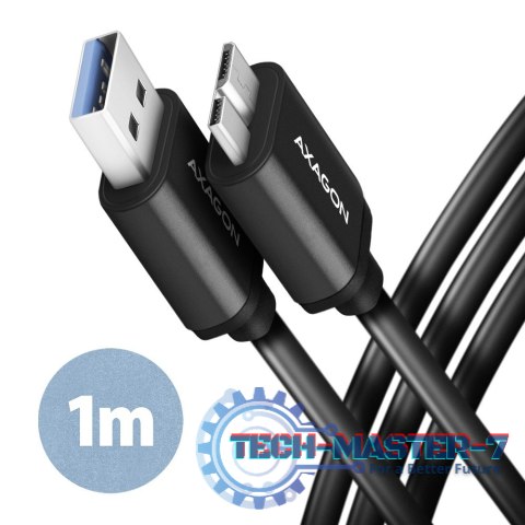 BUMM3-AM10AB Kabel Micro-B USB USB-A 3.2 Gen 1, 1m, 3A, ALU, PVC Czarny