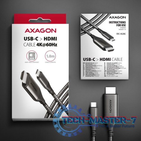 RVC-HI2MC Adapter USB-C -> HDMI 2.0 4K/60Hz Aluminum, 1.8m kabel RVC-HI2MC Adapter USB-C -> HDMI 2.0 4K/60Hz Aluminum, 1.8m kabel