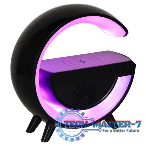 Lampka LED Gamingowa RGB głośnik ładowarka indukcyjna czarna Lampka LED Gamingowa RGB głośnik ładowarka indukcyjna czarna