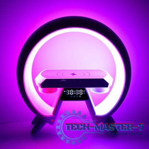 Lampka LED Gamingowa RGB głośnik ładowarka indukcyjna radio budzik zegar Lampka LED Gamingowa RGB głośnik ładowarka indukcyjna radio budzik zegar