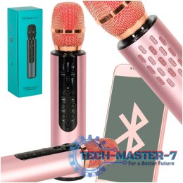 Mikrofon bezprzewodowy do karaoke Bluetooth różowy