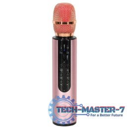 Mikrofon bezprzewodowy do karaoke Bluetooth różowy