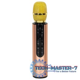Mikrofon bezprzewodowy do karaoke Bluetooth złoty