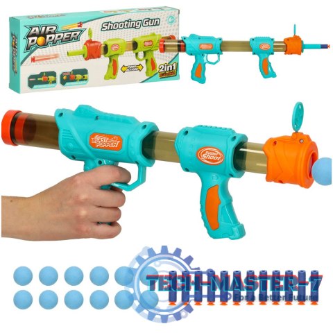 Pistolet na kulki karabin na piankowe naboje solidny dla dzieci gra 2w1 niebieski