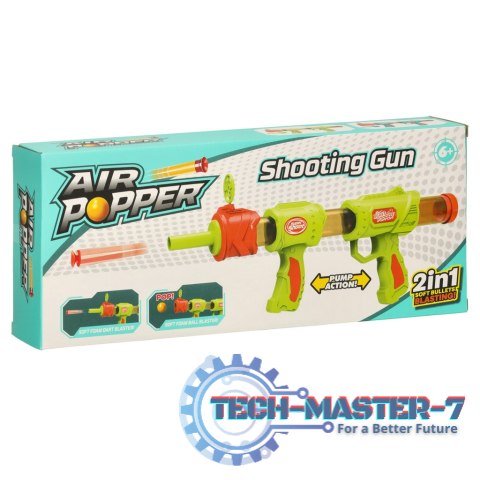 Pistolet na kulki karabin na piankowe naboje solidny dla dzieci gra 2w1 niebieski Pistolet na kulki karabin na piankowe naboje solidny dla dzieci gra 2w1 niebieski