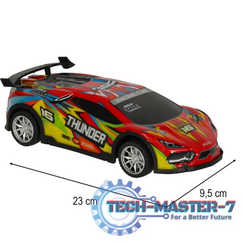 Samochód RC sportowy zdalnie sterowany na pilot auto wyścigowe drift z LED światłami czerwony Samochód RC sportowy zdalnie sterowany na pilot auto wyścigowe drift z LED światłami czerwony