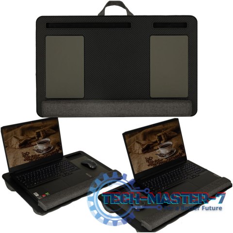 Stolik pod laptopa przenośny taca do łóżka na kolana podstawka czarny z poduszką Stolik pod laptopa przenośny taca do łóżka na kolana podstawka czarny z poduszką