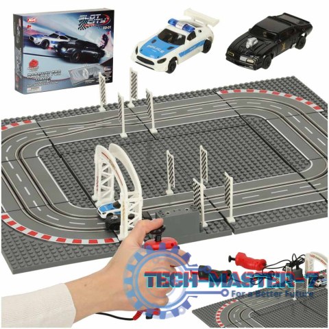 Tor samochodowy wyścigowy policyjny elektryczny + 2 auta klocki konstrukcyjne GD-01 Tor samochodowy wyścigowy policyjny elektryczny + 2 auta klocki konstrukcyjne GD-01