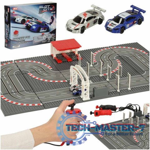 Tor samochodowy wyścigowy policyjny elektryczny + 2 auta klocki konstrukcyjne GD-02 Tor samochodowy wyścigowy policyjny elektryczny + 2 auta klocki konstrukcyjne GD-02