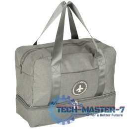 Torba podróżna bagaż podręczny do samolotu podróżna turystyczna pojemna uchwyt kieszenie 39x18x30 szara
