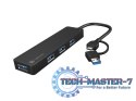 Hub USB-C 4 porty Mayfly czarny + adapter USB-A