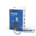 Kabel HDMI (M) v2.1, kątowy, 5m, 8K, miedź, niebiesko-czarny, złote końcówki, ethernet/3D, CL-175