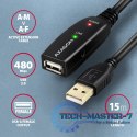 ADR-215 USB 2.0 A-M -> A-F aktywny kabel przedłużacz/wzmacniacz 15m
