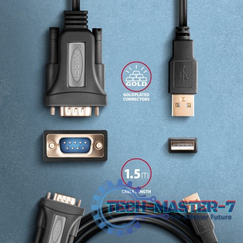 ADS-1PQN Adapter USB 2.0 > RS-232 Port szeregowy, 1,5m kabel, chip FTDI ADS-1PQN Adapter USB 2.0 > RS-232 Port szeregowy, 1,5m kabel, chip FTDI