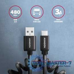 BUCM-AM20TB Kabel Twister USB-C - USB-A, 1.1m, USB2.0 3A, ALU, czarny