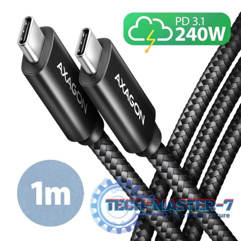 BUCM2-CM10AB Kabel USB-C - USB-C, 1.0m 5A charging, ALU, 240W PD, oplot, USB2.0, czarny