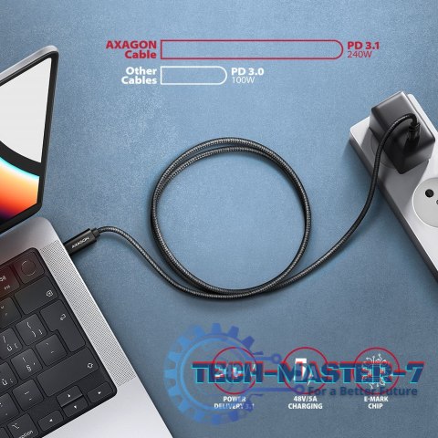 BUCM2-CM10AB Kabel USB-C - USB-C, 1.0m 5A charging, ALU, 240W PD, oplot, USB2.0, czarny BUCM2-CM10AB Kabel USB-C - USB-C, 1.0m 5A charging, ALU, 240W PD, oplot, USB2.0, czarny
