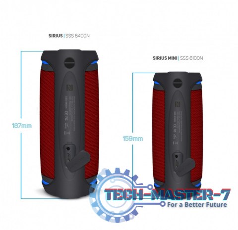 Głośnik Bluetooth SSS 6400 Sirius 30W, TWS, NFC, IPX6 Czerwony Głośnik Bluetooth SSS 6400 Sirius 30W, TWS, NFC, IPX6 Czerwony