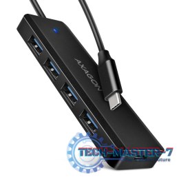 HUE-C1C 4-portowy hub USB 5Gbps Travel, USB-C power IN, kabel Type-C 19cm, USB-C dodatkowe zasilanie