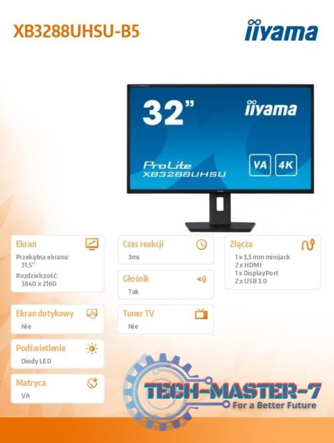 Monitor 31,5 cala XB3288UHSU 4K,VA,HDMI,DP,PIP,F.Sync,HAS/150mm,USB Monitor 31,5 cala XB3288UHSU 4K,VA,HDMI,DP,PIP,F.Sync,HAS/150mm,USB