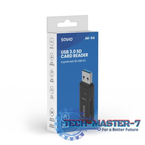 Czytnik kart SD, USB 3.0, 5 Gbps, AK-64 Czytnik kart SD, USB 3.0, 5 Gbps, AK-64