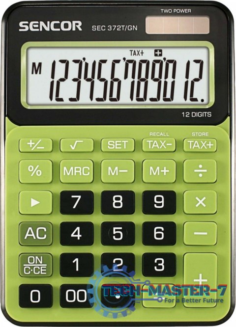 Kalkulator biurkowy SEC 372GN, duży 12 cyfrowy wyświetlacz LCD