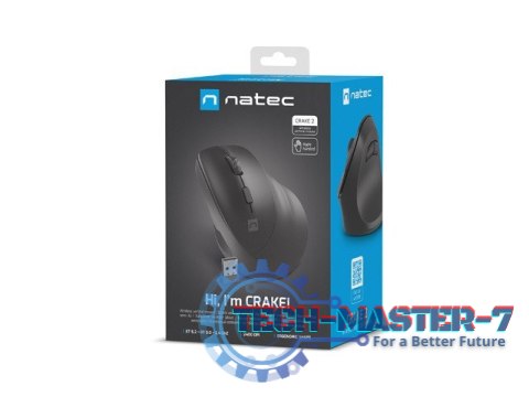 Mysz bezprzewodowa wertykalna Crake 2 2400 DPI Bluetooth 5.2 + 2.4GHz Czarna Mysz bezprzewodowa wertykalna Crake 2 2400 DPI Bluetooth 5.2 + 2.4GHz Czarna