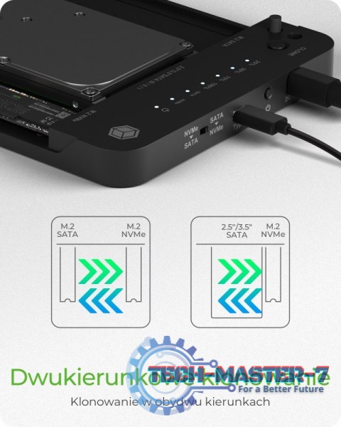 Stacja dokująca/klonująca IB-2915MSCL-C31 M.2 dla M.2 0NVMe i SATA 2,5/3,5 SSD/HDD Stacja dokująca/klonująca IB-2915MSCL-C31 M.2 dla M.2 0NVMe i SATA 2,5/3,5 SSD/HDD
