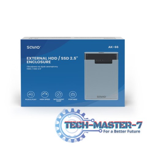 Zewnętrzna obudowa na dysk HDD/SSD 2.5", USB 3.0, AK-66, transparentna Zewnętrzna obudowa na dysk HDD/SSD 2.5", USB 3.0, AK-66, transparentna