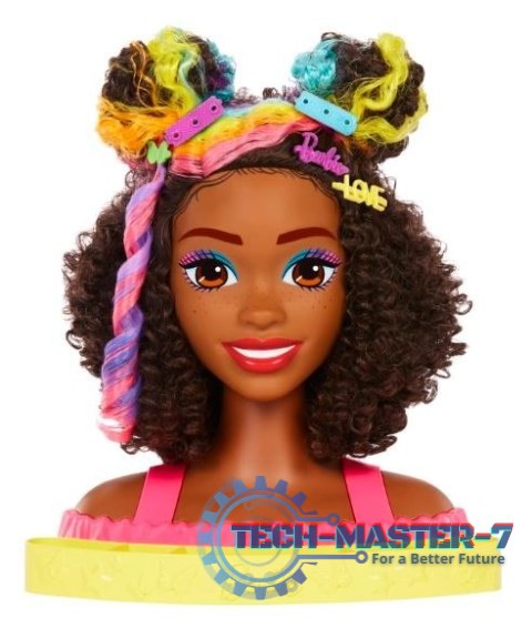 Barbie Głowa do stylizacji Neonowa tęcza kręcone włosy Barbie Głowa do stylizacji Neonowa tęcza kręcone włosy