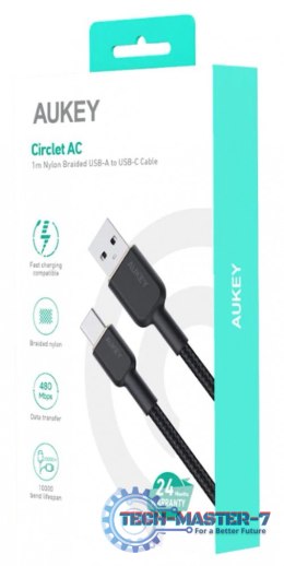 CB-NAC1 Black nylonowy kabel USB C - USB A | 1m | 3A | 60W PD | 20V