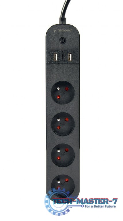 Inteligentna listwa Tuya 4xFR 2xUSB-A 1xUSB-C Czarna Inteligentna listwa Tuya 4xFR 2xUSB-A 1xUSB-C Czarna