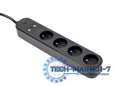 Inteligentna listwa Tuya 4xFR 2xUSB-A 1xUSB-C Czarna Inteligentna listwa Tuya 4xFR 2xUSB-A 1xUSB-C Czarna