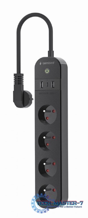 Inteligentna listwa Tuya 4xFR 2xUSB-A 1xUSB-C Czarna Inteligentna listwa Tuya 4xFR 2xUSB-A 1xUSB-C Czarna