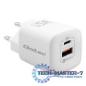 Ładowarka sieciowa 35W GaN ULTRA | 5-20V | 2.25-3A | 1 x USB typ C PD | 1 x USB | Biała