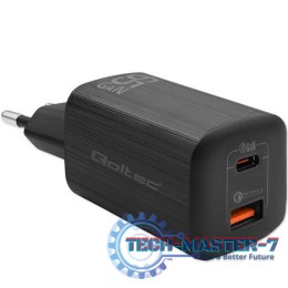 Ładowarka sieciowa 65W GaN ULTRA | 5-20V | 2.25-3.25A | 1 x USB typ C PD | 1 x USB | Czarna