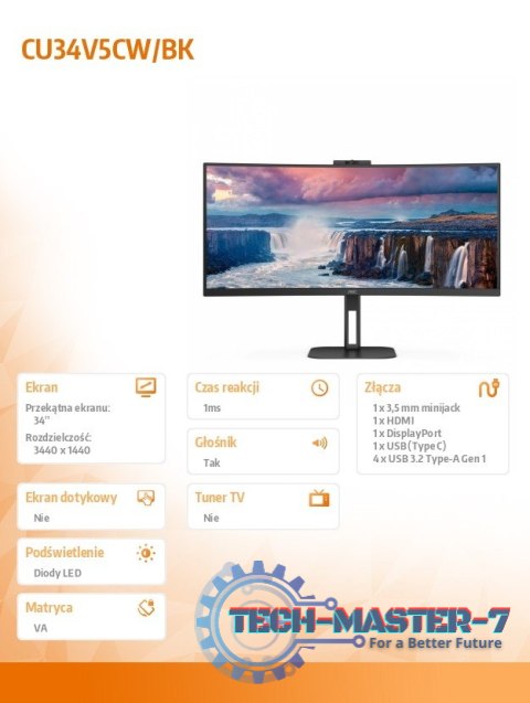 Moniotr CU34V5CW 34 cali 100Hz Curved VA HDMI DP USB-C Moniotr CU34V5CW 34 cali 100Hz Curved VA HDMI DP USB-C